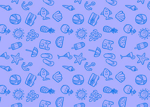 蓝色卡通图案无缝背景图