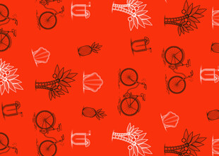 红色背景简约图案设计