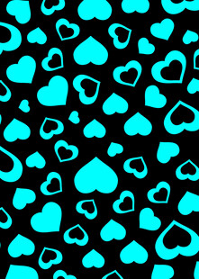 蓝心黑底浪漫图案背景