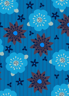 蓝色花卉条纹图案背景