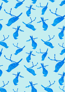 蓝色飞鸟图案背景纹理