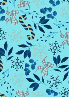 蓝色圣诞风花纹图案