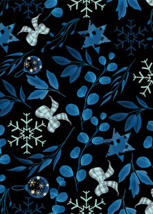 蓝调雪花枝叶图案纹理
