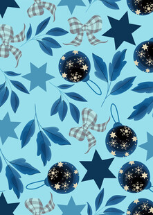 蓝色星星树叶图案背景