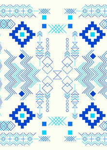 蓝白几何民族风图案设计
