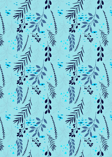蓝底植物花纹无缝图案
