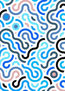 蓝粉交织曲线几何图案