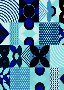 蓝调几何图案拼接艺术