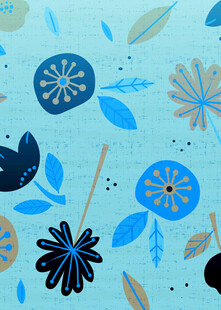 蓝底花卉叶子图案纹理
