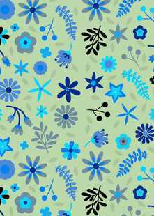 蓝色花卉图案背景纹理