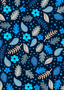蓝色花卉叶子图案背景