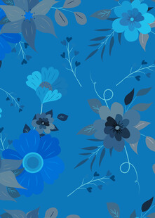 蓝色花卉图案背景纹理