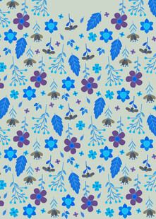 蓝色花卉图案背景纹理