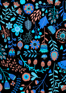 多彩花卉图案背景纹理