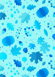 蓝色枫叶水滴图案背景