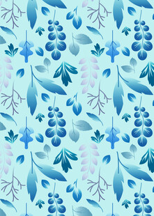 蓝调花卉水彩图案纹理