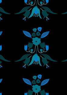 蓝色花卉图案黑色背景纹理