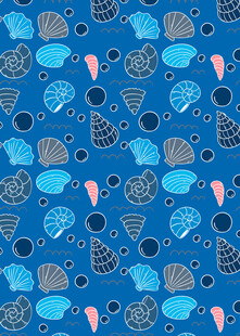 蓝色海洋风可爱图案背景