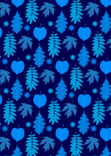 蓝色爱心松树图案背景