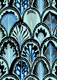 蓝白花纹图案设计