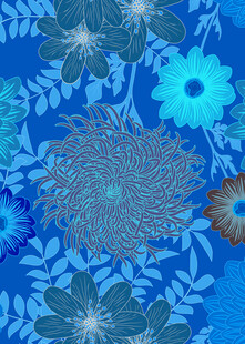 蓝色花卉图案精美背景
