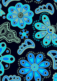 蓝色花卉图案无缝背景