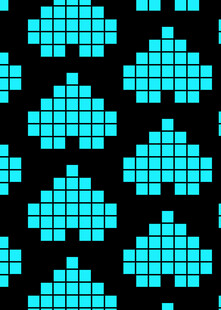 蓝黑像素心形图案背景