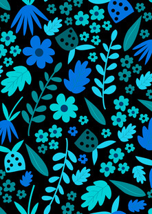 蓝绿花卉图案背景