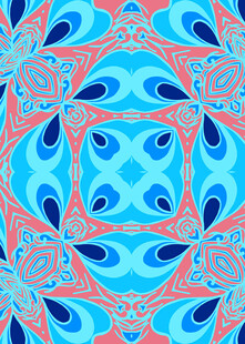 蓝粉几何抽象对称花纹图案