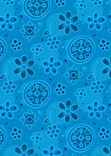 蓝色花卉图案背景纹理