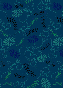 蓝绿色调植物花纹图案