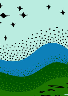 飞鸟掠过山川绿意图景