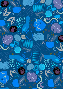 蓝色手绘风抽象图案背景