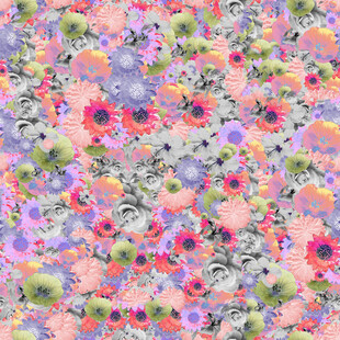 多彩花卉图案布料纹理