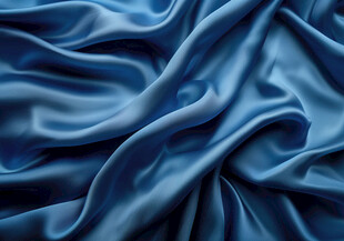 蓝色绸缎布料纹理特写