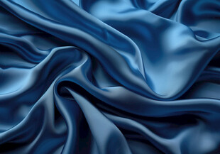 蓝色绸缎纹理特写