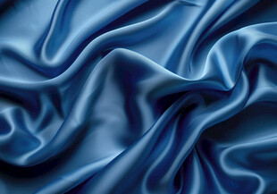 蓝色绸缎纹理特写