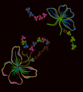 绚丽多彩的发光花卉图案