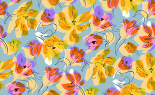 多彩花卉无缝图案背景