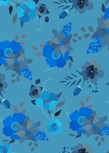 蓝色花卉图案背景纹理