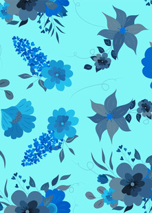 蓝调花卉无缝图案背景
