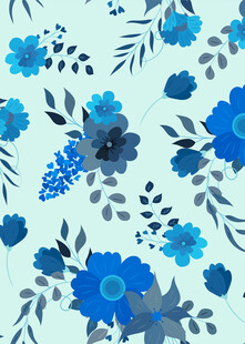 蓝调花卉图案背景