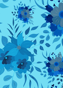 蓝色花卉图案背景纹理