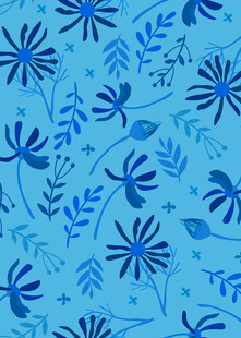 蓝色花卉图案背景纹理