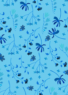 蓝色花卉图案背景纹理