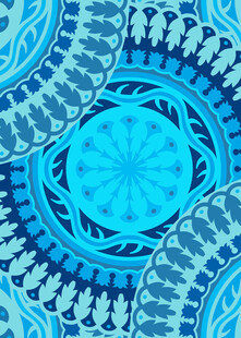 蓝色曼陀罗图案装饰艺术