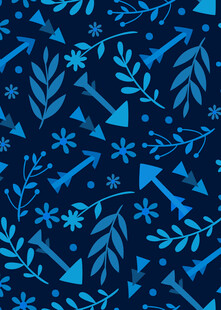 蓝色几何植物图案背景