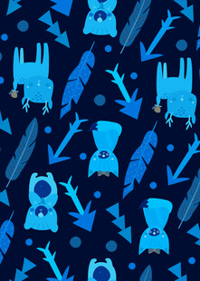 蓝色卡通图案无缝背景图