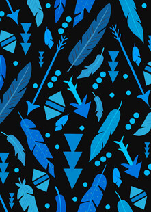 蓝色羽毛几何图案背景