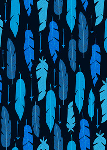 蓝色羽毛图案背景纹理